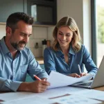 Couple de professionnels au travail dans une cuisine moderne