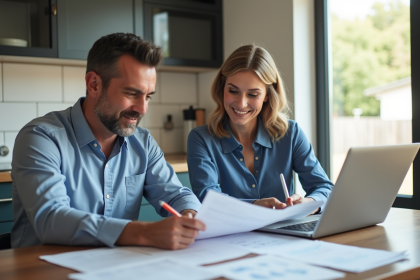 Couple de professionnels au travail dans une cuisine moderne