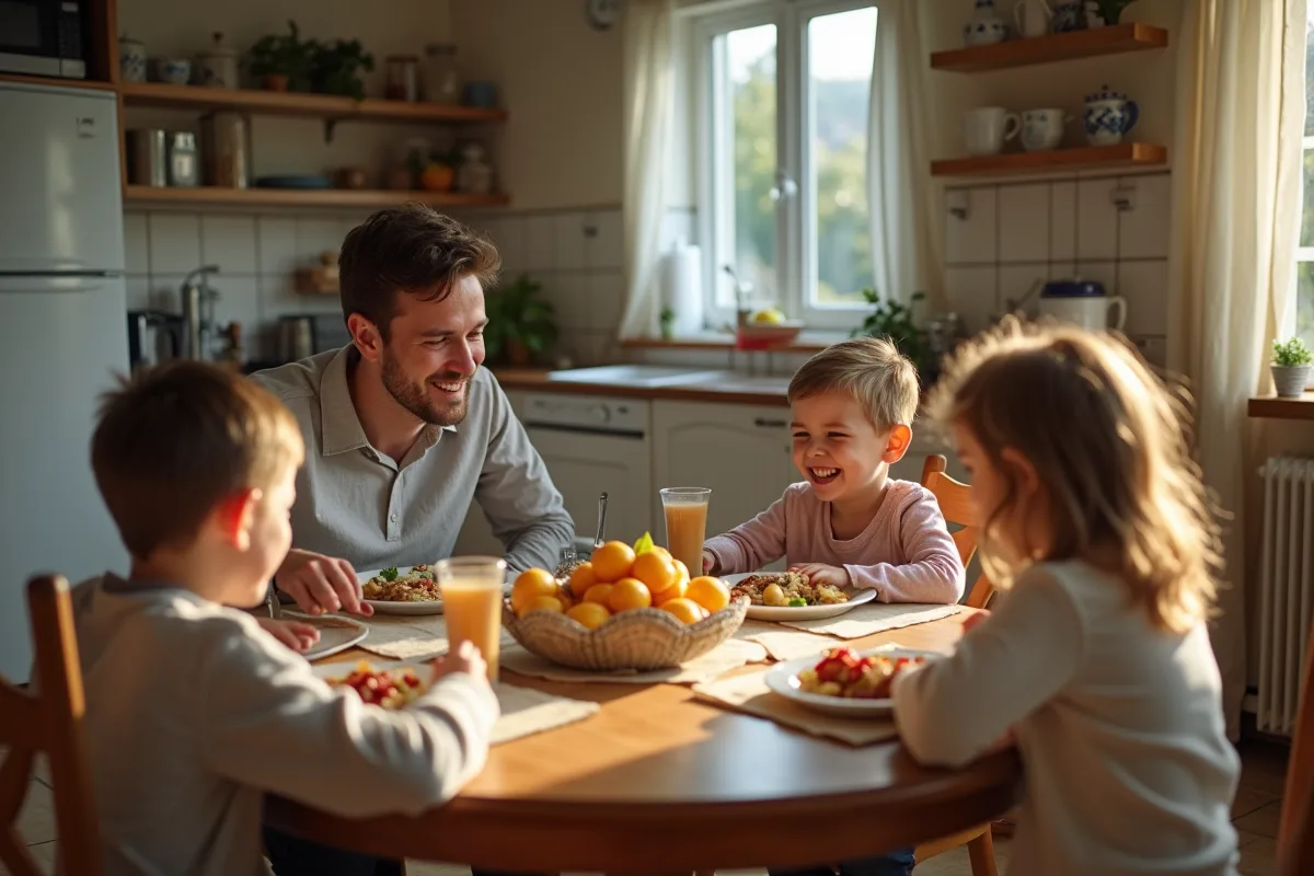 Famille réunie autour d