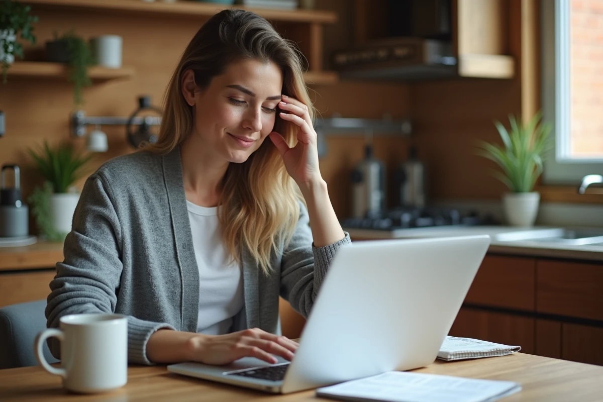 Jeune femme consultant une liste de codes erreur de pompe à chaleur