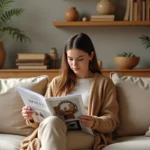 Femme élégante dans un salon moderne et chaleureux