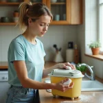 Jeune femme nettoyant un appareil de cuisine ancien