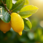 Feuille de citronnier jaune en gros plan naturel