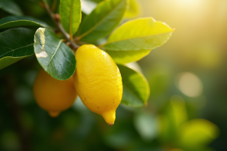 Feuille de citronnier jaune en gros plan naturel