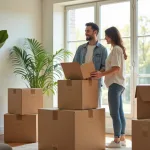 Studio encombré de cartons prêts pour un déménagement