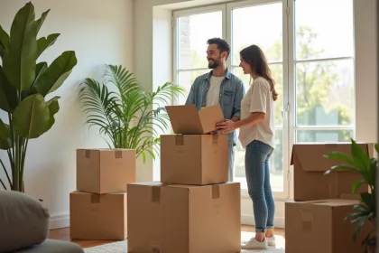 Studio encombré de cartons prêts pour un déménagement