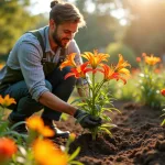 Lys en pleine préparation pour la floraison dans un jardin bien entretenu