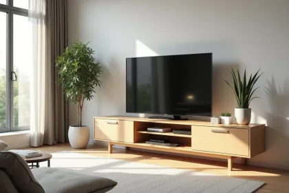 Meuble d'angle TV élégant dans un salon moderne et accueillant