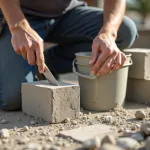 Mélange de mortier pour construction de mur en parpaings