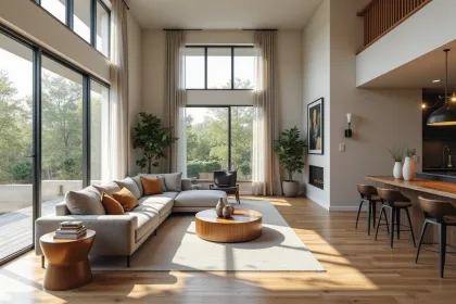 sous-sol aménagé avec hauteur sous plafond confortable et éclairage naturel
