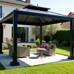 Gazebo installé sur une terrasse sans perçage du béton