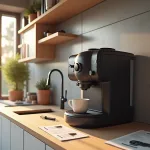 Cafetière encastrable avec branchement électrique et aération appropriée