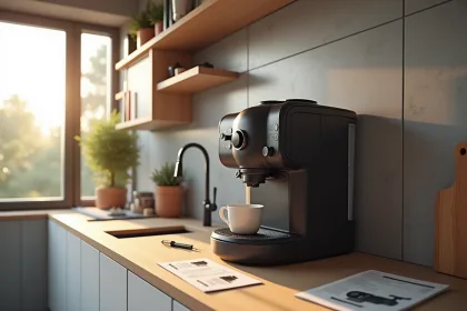 Cafetière encastrable avec branchement électrique et aération appropriée