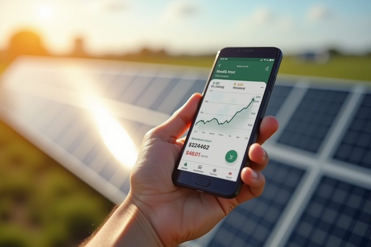 Main tenant un smartphone avec une application bancaire et subvention