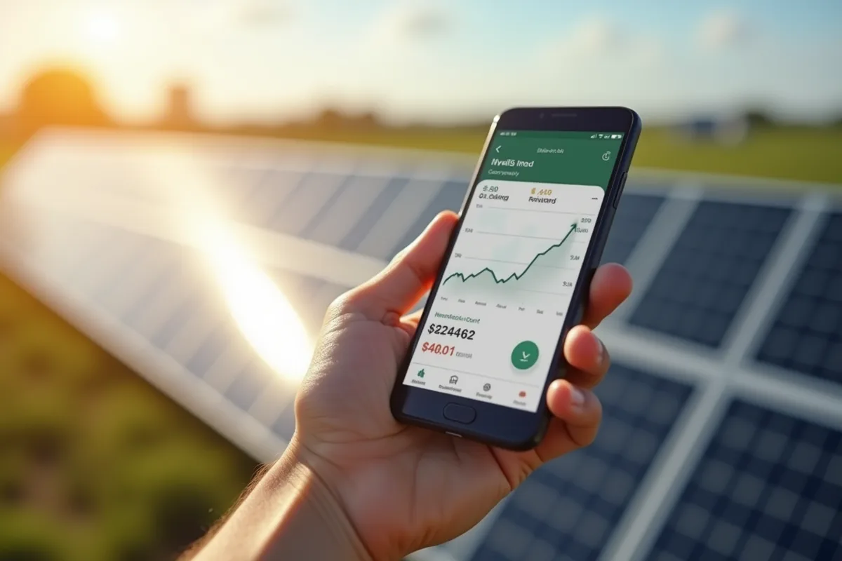Main tenant un smartphone avec une application bancaire et subvention