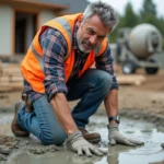 Ouvrier de construction en plein travail sur un chantier résidentiel