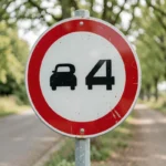 Panneau de signalisation B34 fin d'interdiction de dépasser sur route française en milieu rural