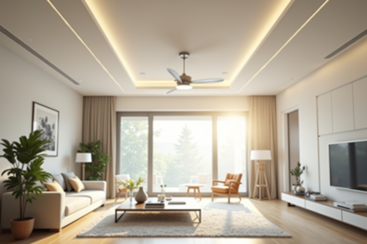 Plafond propre et bien entretenu dans un salon contemporain